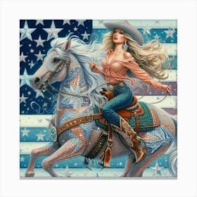 Cowgirl On Horseback Canvas Print