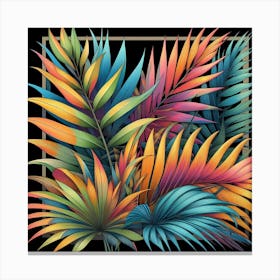 Tropical Leaves In A Frame Canvas Print