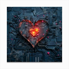 Heart On A Circuit Board 1 Canvas Print