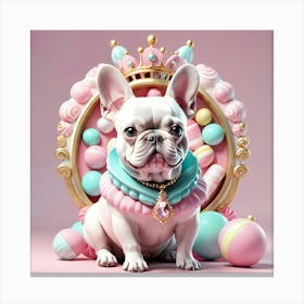 French Bulldog With Crown Canvas Print