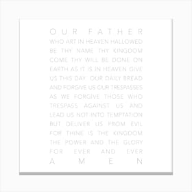 The Lords Prayer White Square Canvas Print