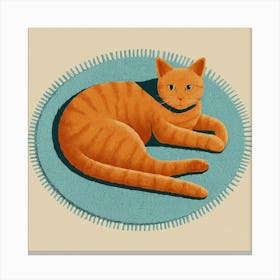 Orange Tabby Cat Flat Design Illustration Canvas Print