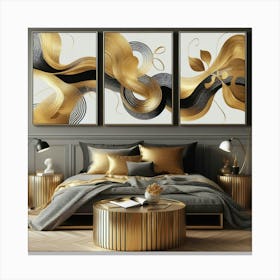 Gold And Black Abstract Painting 2 Canvas Print