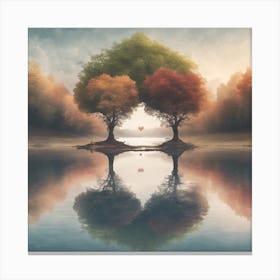 Two Trees In A Lake Canvas Print