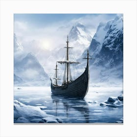 Viking Ship In The Ice 1 Canvas Print