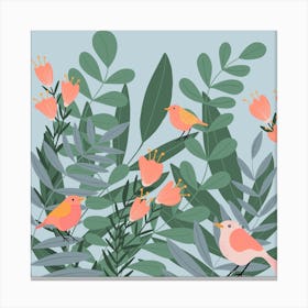 Summer Birds Square Canvas Print