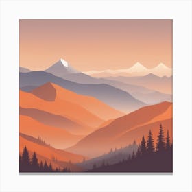 Misty mountains background in orange tone 113 Canvas Print