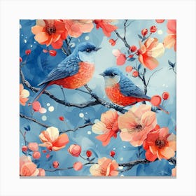 Birds On A Branch 1 Canvas Print