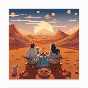 Couple Having Dinner On Mars Canvas Print