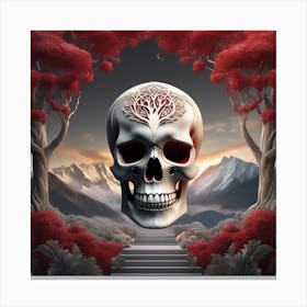 Skull In The Forest Canvas Print