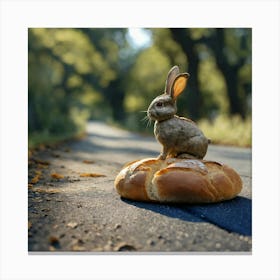 Bunny On Bread Wall Art Decoration Leinwandbild