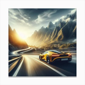 Mclaren F1 Racing Car On The Road orange Canvas Print