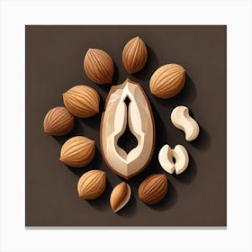 Almonds On A Brown Background 1 Canvas Print
