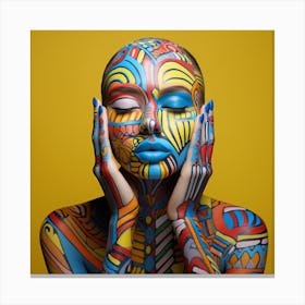 Young Woman With Colorful Body Paint Canvas Print