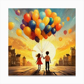 Boy:Girl Flying Away Canvas Print