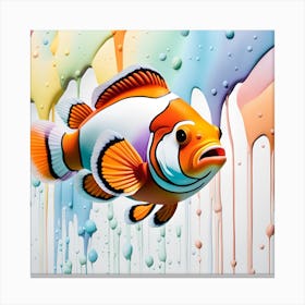 Clown Fish watercolor dripping Canvas Print