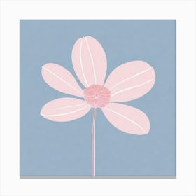 A White And Pink Flower In Minimalist Style Square Composition 43 Canvas Print
