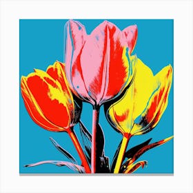 Andy Warhol Style Pop Art Flowers Tulip 2 Square Canvas Print