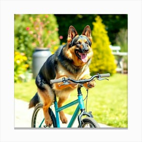 Asm German Shepherd Riding A Bike In The Garden On A S C75145fe 73c1 431d Bb8f 6cb27c075c60 Canvas Print