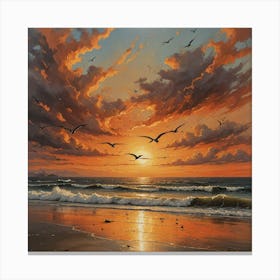 Sunset At The Beach 3 Canvas Print