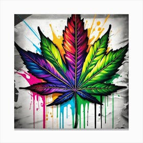 Marijuana Leaf Painting Canvas Print