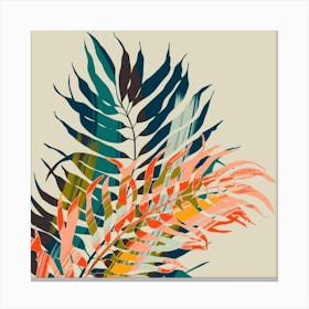 Colorful Palm Leaves Square Canvas Print