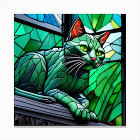 Cat, Pop Art 3D stained glass cat superhero limited edition 28/60 Canvas Print