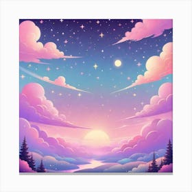 Sky With Twinkling Stars In Pastel Colors Square Composition 225 Canvas Print