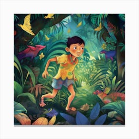 Boy In The Jungle Canvas Print