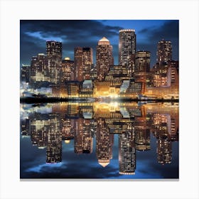 Boston Skyline At Night Canvas Print