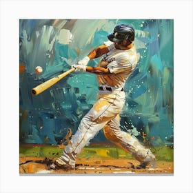 A Baseball Player Hitting Home Run Oil Painting Canvas Print