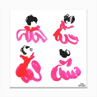 Pink Dress Square Canvas Print