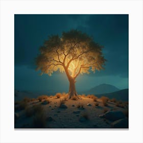 A Glowing Tree In The Center Of A Barren, Desolate Land 1 Canvas Print