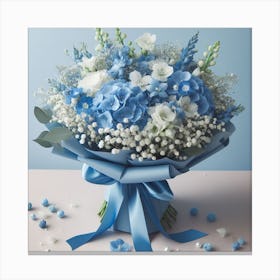 Blue And White Flower Bouquet 4 Canvas Print
