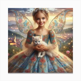 Fairy Princess with her cat  Canvas Print