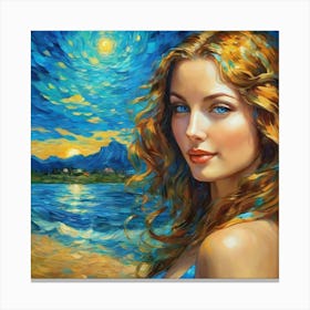 Girl By The Seavn Canvas Print