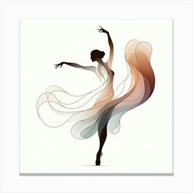 Title: "Rhapsody in Lines: The Graceful Pivot"  Description: "Rhapsody in Lines: The Graceful Pivot" is an exquisite digital artwork that captures a ballet dancer's poised pirouette, illustrated through a cascade of flowing, ribbon-like lines. The warm, earthy color palette elegantly transitions through her dress, symbolizing the fluidity and warmth of her dance. Ideal for connoisseurs of modern ballet art, lovers of abstract line art, and those seeking a touch of sophistication, this piece conveys both motion and emotion in a single, harmonious gesture. Elevate your art collection with this blend of contemporary grace and artistic allure. Canvas Print