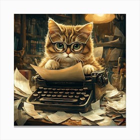 Funny Cat Writer Vintage 9 Canvas Print