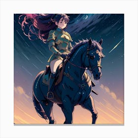 Anime Girl On Horseback Canvas Print