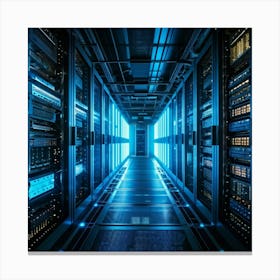 Advanced Data Center Interior Cabling Meticulously Organized In Vibrant Colors Rows Of Servers Wit (1) Canvas Print