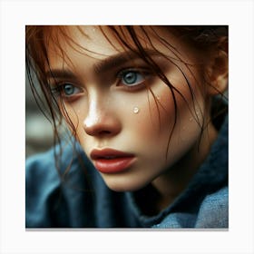 Portrait Of A Girl With Blue Eyes Canvas Print