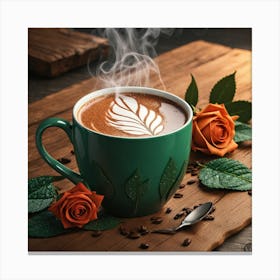 Coffee And Roses Canvas Print