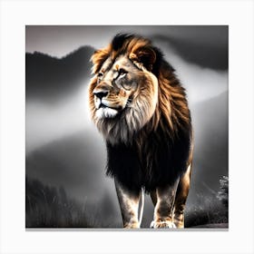 Lion and Berg Canvas Print