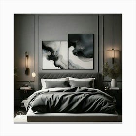 Abstract Black And White Bedroom Canvas Print