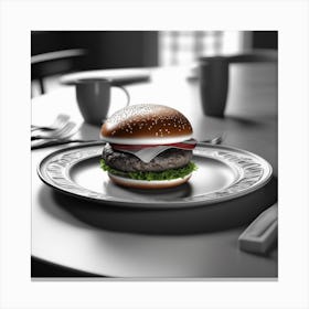 Hamburger On A Plate 70 Canvas Print