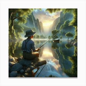 Fishing In A Lake Canvas Print