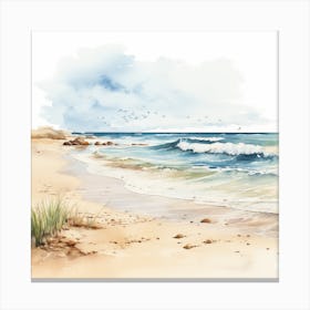 Watercolor Beach Painting Canvas Print