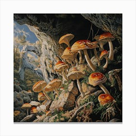 Mushrooms In The Cave Canvas Print