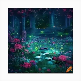 Craiyon 221303 A Romantic Garden At Night Canvas Print
