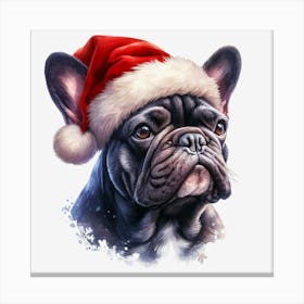 French Bulldog Santa Hat Leinwandbild